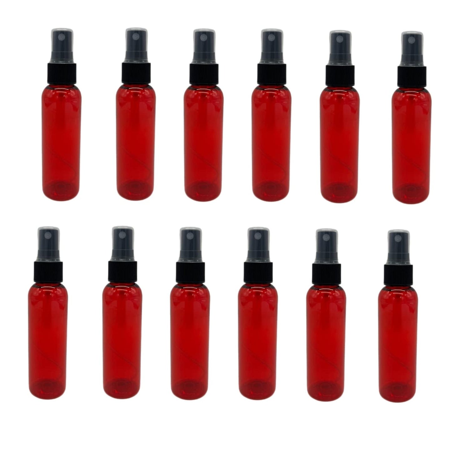 Natural Farms 2 oz Red Cosmo Plastic Spray Bottles -12 Pack Empty Spray Bottle Refillable - BPA Free - Essential Oils - Aromatherapy | Fine Mist Sprayers with Dust Caps - Made in the USA