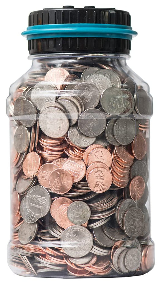 Electronic Piggy Bank by Houseify, Digital Bank Coin Counter w/LCD Screen, US Coins, Gift for Adults, Teens, Families, Couples, Coworkers, Counts 800-1000 Coins, Takes 2 AAA Batteries