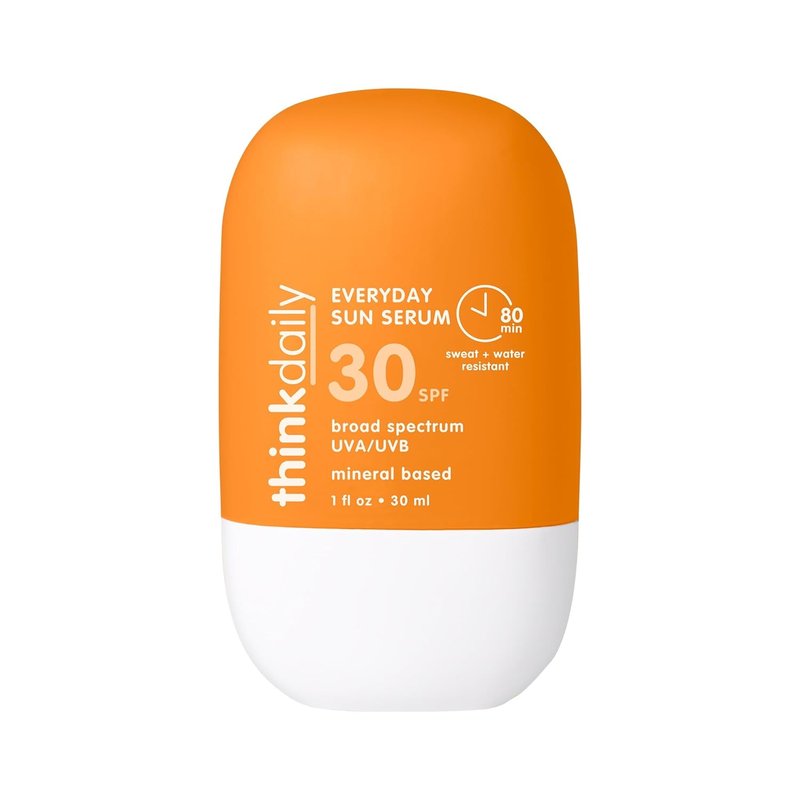 Thinkdaily SPF 30 Sunscreen - Hydrating Mineral Face Serum with Zinc Oxide, Aloe Vera & Jojoba Oil | 1 Fl Oz