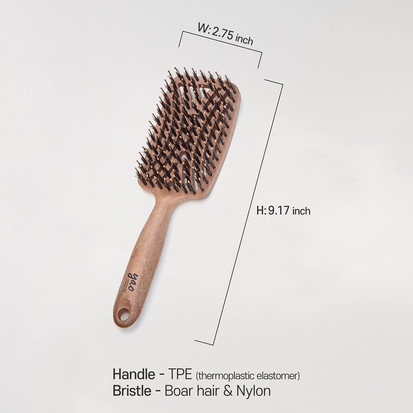 Yao Boar Bristle Hair Brush - Ventilated Thick & Curly Hair Detangler for Women & Kids, Shiny & Textured Hair