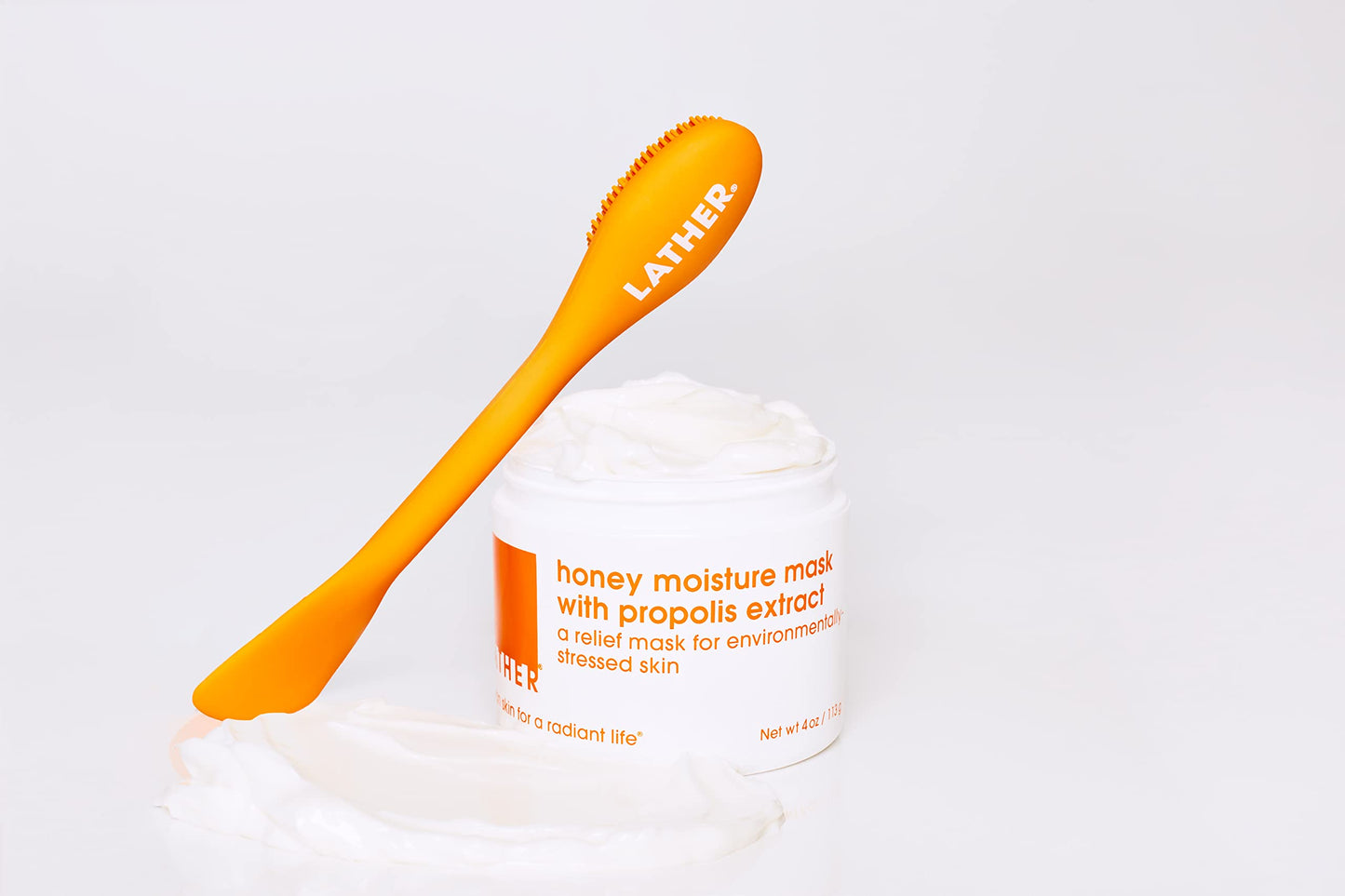 LATHER Honey Moisture Mask With Propolis Extract - Hydrating Face Mask for Dull Skin - Visibly Renew, Moisturize & Boost Hydration for Combination, Mature & Dry Skin - 4 Oz