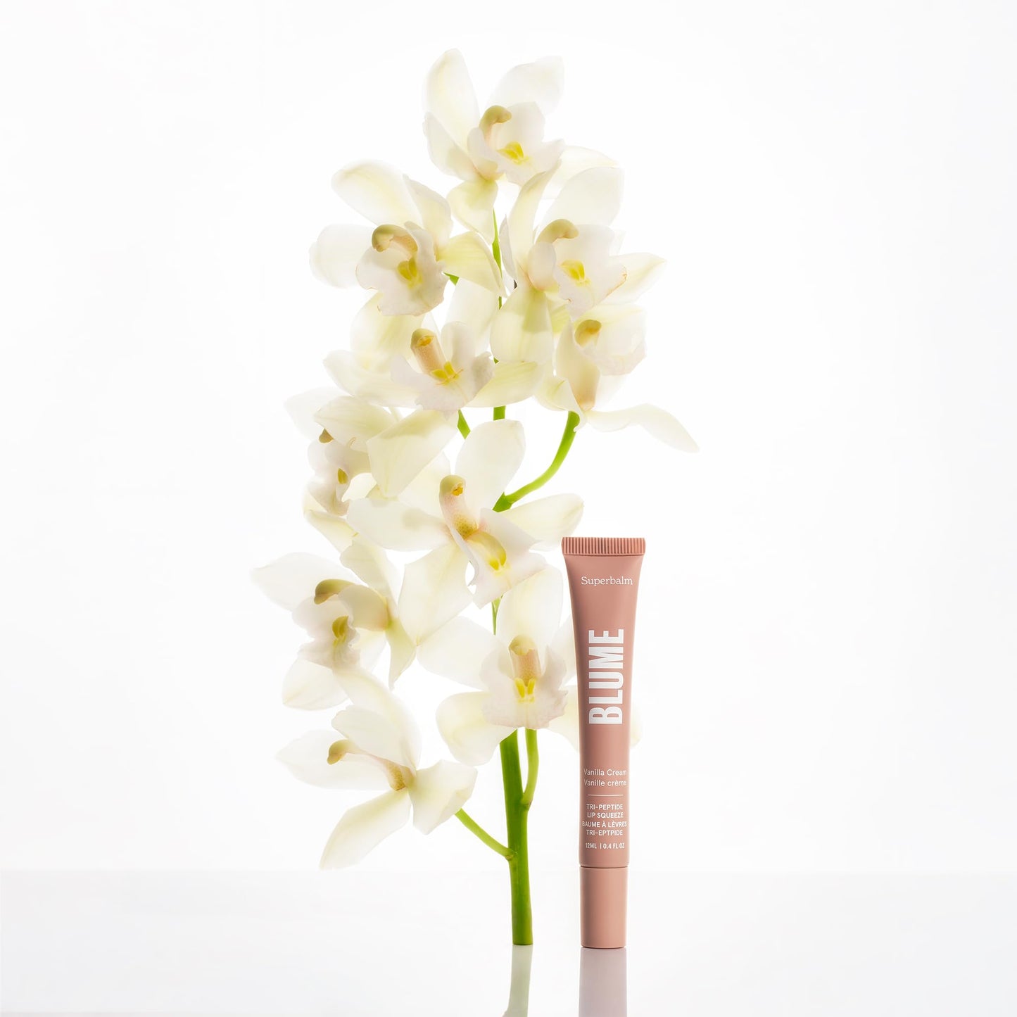 Blume Tri-Peptide Vanilla Lip Balm - Superbalm Lip Moisturizer with Shea Butter and Squalane to Deeply Hydrate & Heal Dry, Cracked Lips - Cruelty Free & Vegan Lip Plumper (0.4 Fl Oz)