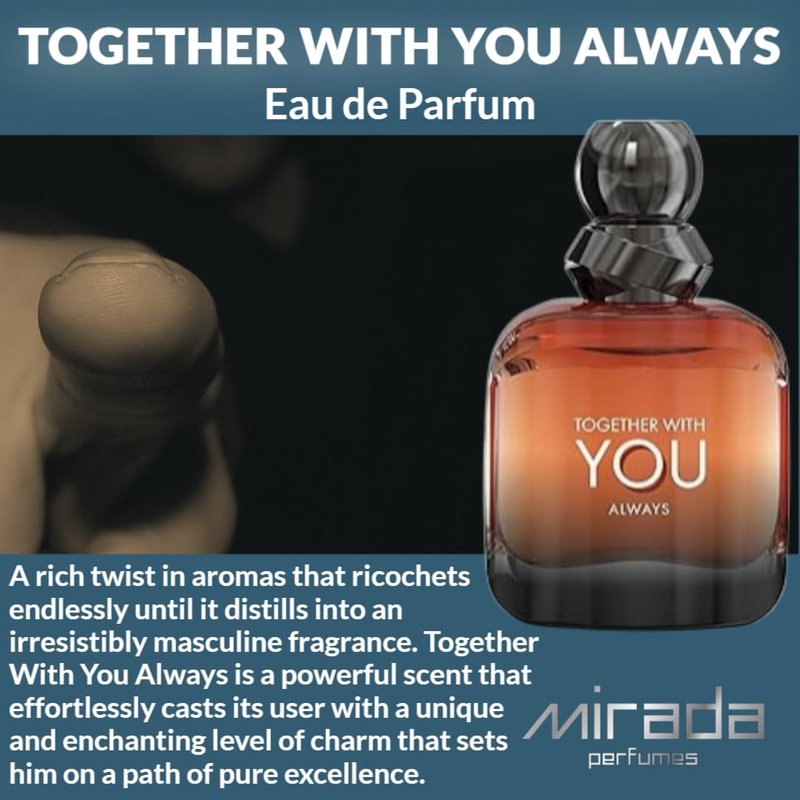 MIRADA Together With You Always, Men's Eau de Parfum (EDP) 3.4 FL. Oz (100ml), Men’s Perfume with Notes of Pink Pepper, Juniper, Violet, Toffee, Cinnamon, Sage, Lavender, Vanilla, Tonka Bean