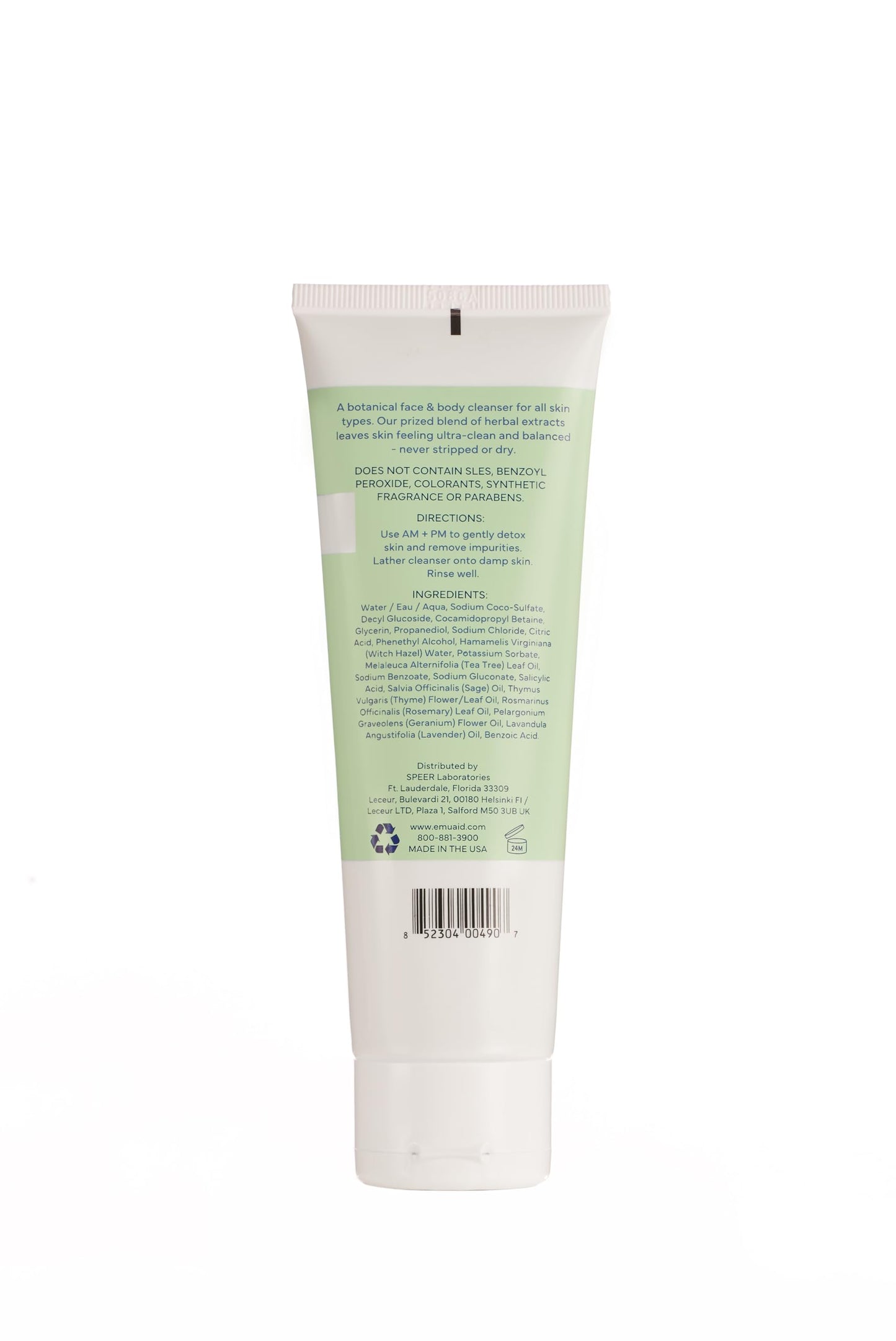 emuaid Herbal Detox Face and Body Cleanser, Foaming Botanical Gel, 4oz