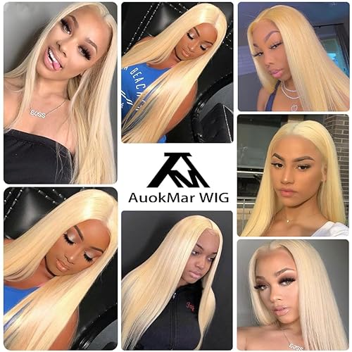 30 30 Inch AuokMar Blonde Human Hair Bundles 613 Straight Bundle Unprocessed Virgin Hair 2 Bundles 8A Grade 613 Blonde Straight Bundle