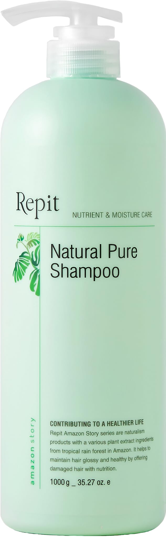 Repit Natural Ion Therapy Pure Shampoo 33.81 fl oz Contains Sacha Inchi, Omega 3.6.9 for All Hair Types, Restore Dry and Damaged Hair - Sulfate, Paraben, Cruelty Free | RepitUSA