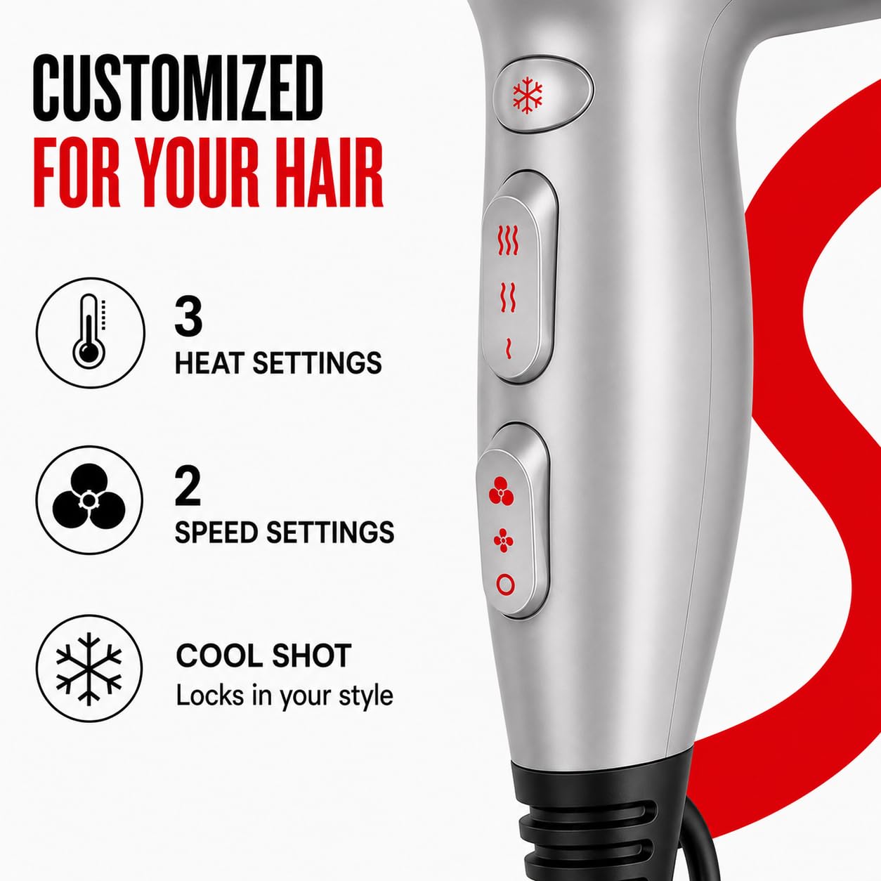 Remington Hair Dryer - Damage Protection with Ceramic Ionic Tourmaline Technology | Grey, 3-Piece Set with Diffuser & Concentrator
