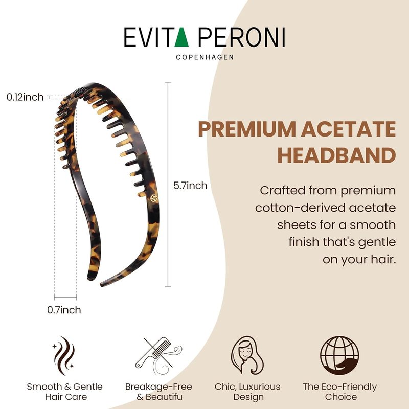 Evita Peroni Women's Non-Slip Headbands with Teeth - Comfortable Hair Comb Band for Eyewear | Amber