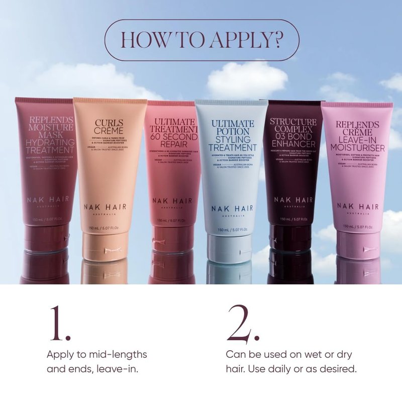 NAK Signature Replends Creme Leave-In Hair Conditioner 150ml - Detangles & Repairs Dry, Damaged & Frizzy Hair with Baobab & Peptide Complex
