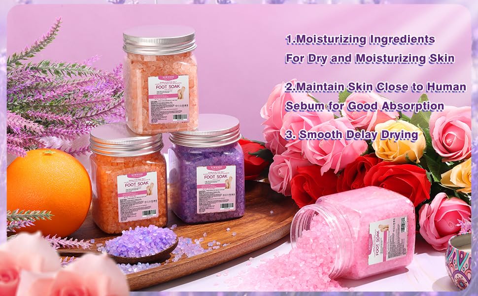Himalayan Pink Salt Foot Soak Salts Kit - Tea Tree & Lavender | 4 Pack for Softening Calluses & Relaxation