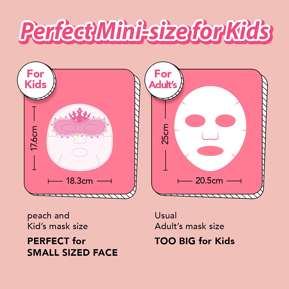 peach and face mask for kids, Skincare for kids, Spa day kit for girls, Perfect gifts for girls 6-8, Pack of 5