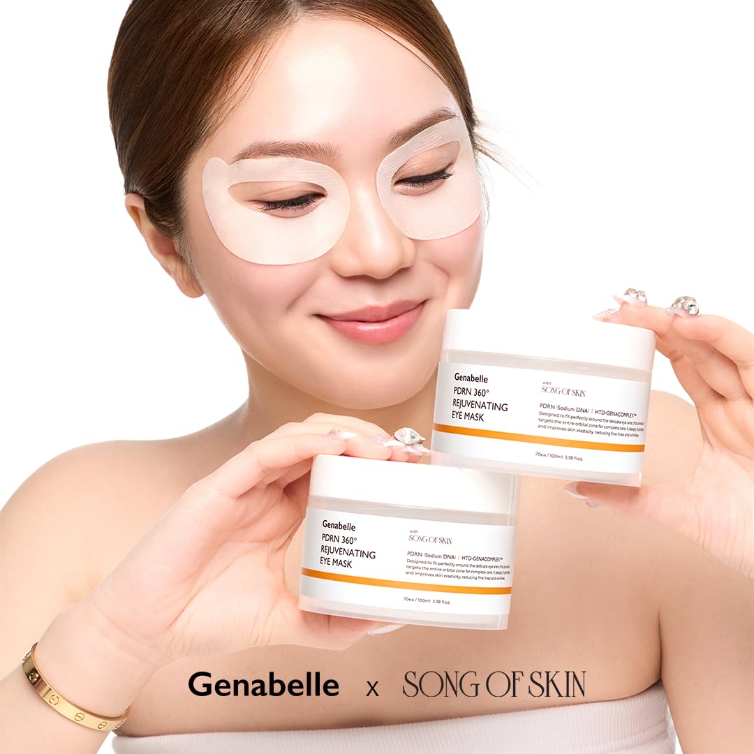 Genabelle PDRN 360° Rejuvenating Eye Mask – Full Eye Area Eye Patches for Hydration, Firming & Elasticity with PDRN & Peptides – Targets Dark Circles, Puffiness & Fine Lines, Glass Skin – 3.38 fl oz.