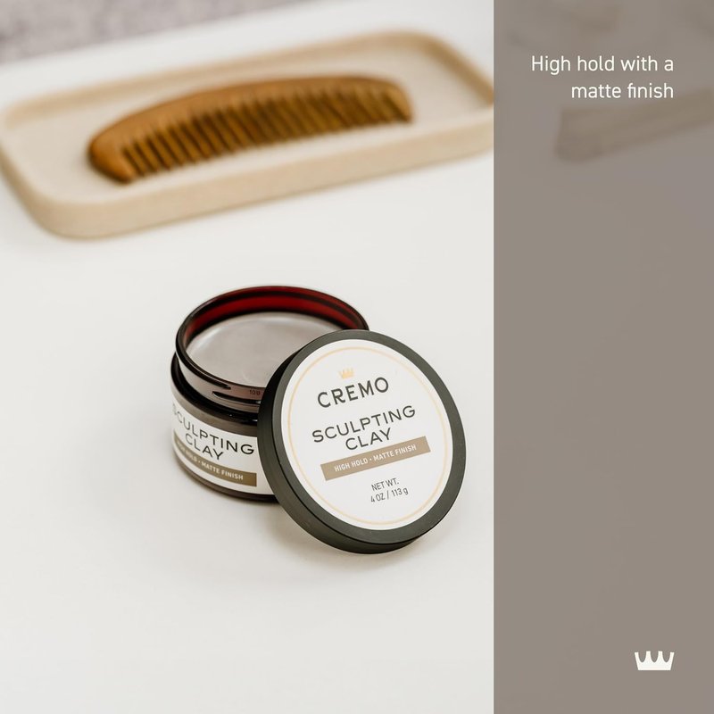 Cremo Men's Hair Clay - Premium Sculpting Clay for High Hold & Matte Finish | 4 Oz (Pack of 2)
