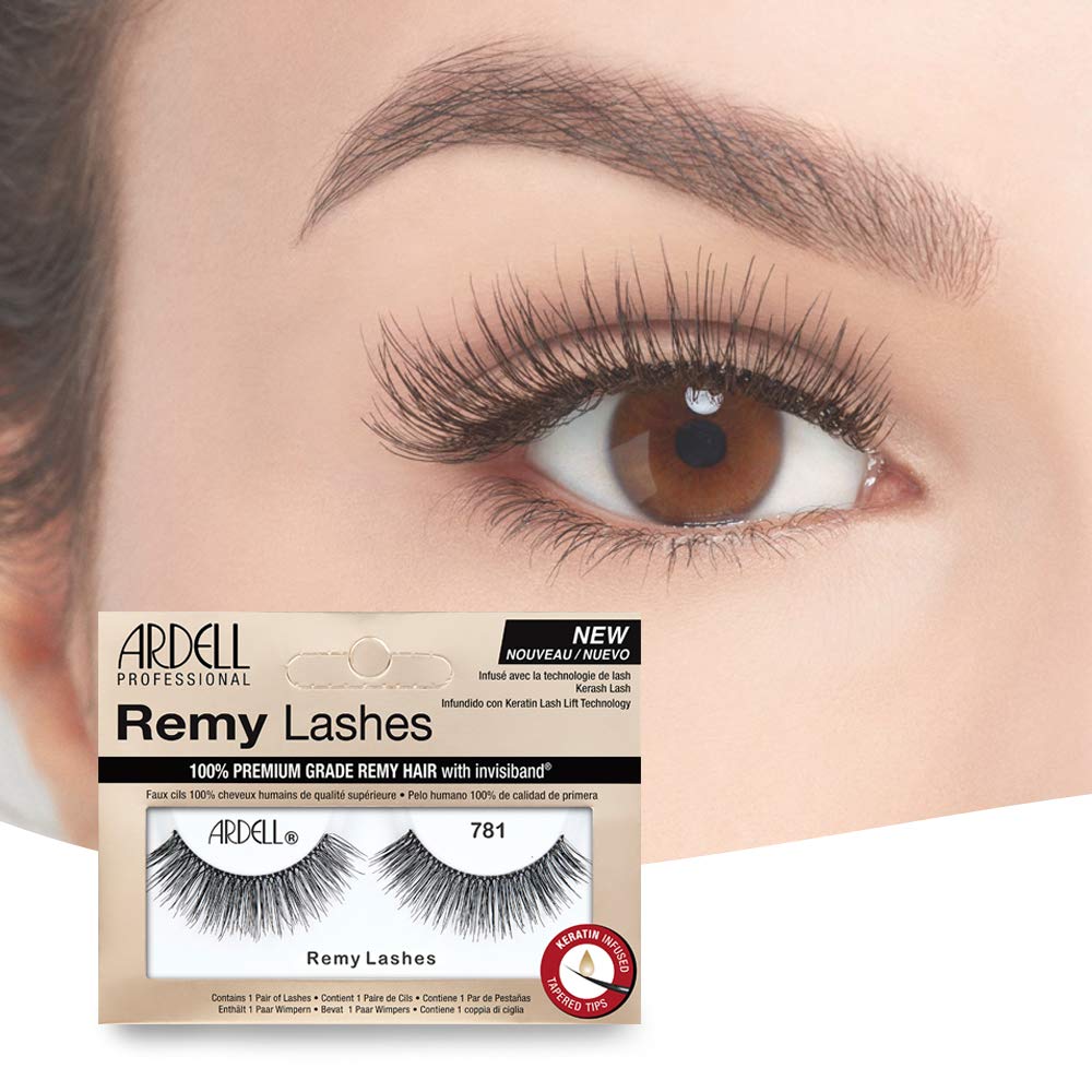 Ardell Remy Lash 781, Premium Grade Remy Hair False Lashes with Invisiband, 4 pairs