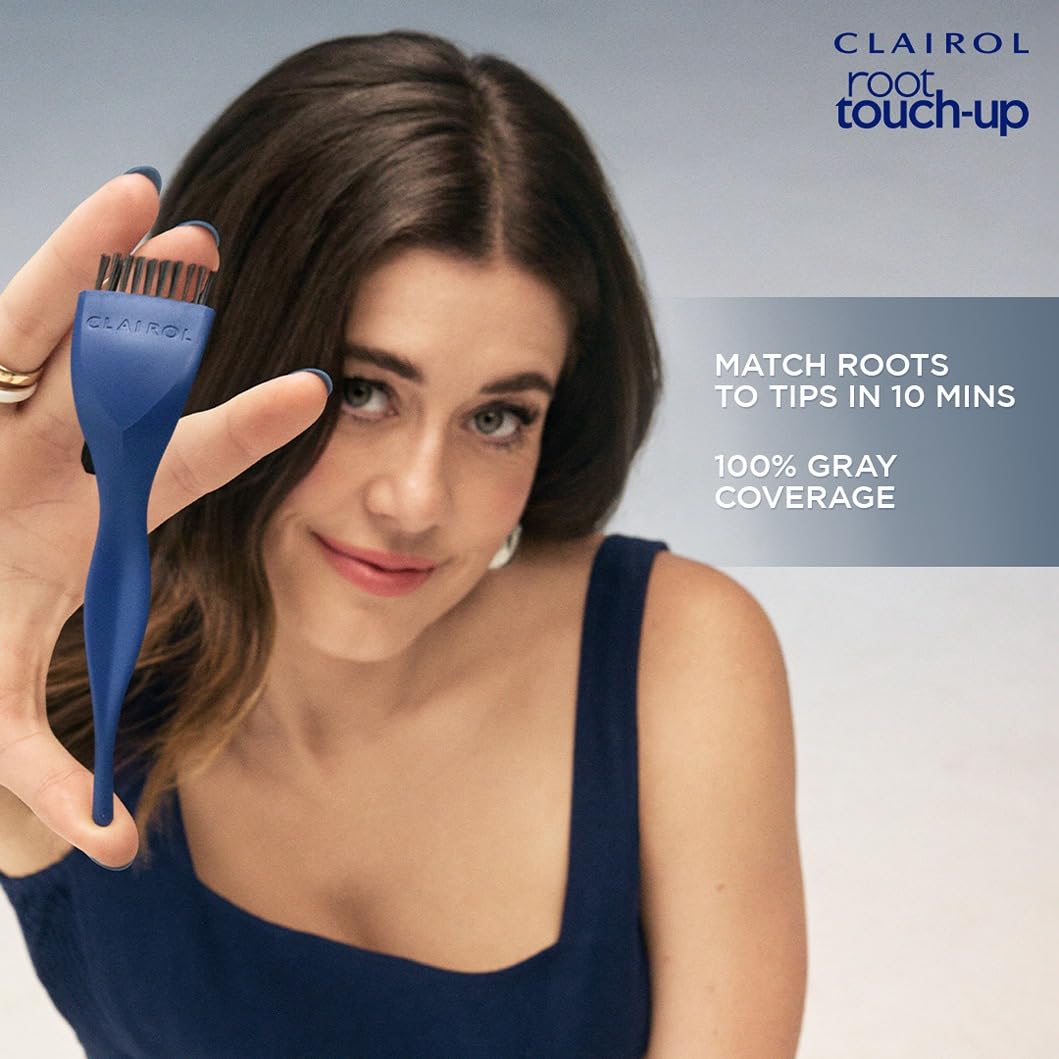 Clairol Root Touch-Up by Nice'n Easy Permanent Hair Dye, 4 Dark Brown Hair Color | 100% Gray Coverage | Easy Brush Application | Matches Professional Salon Shades | Pack of 2