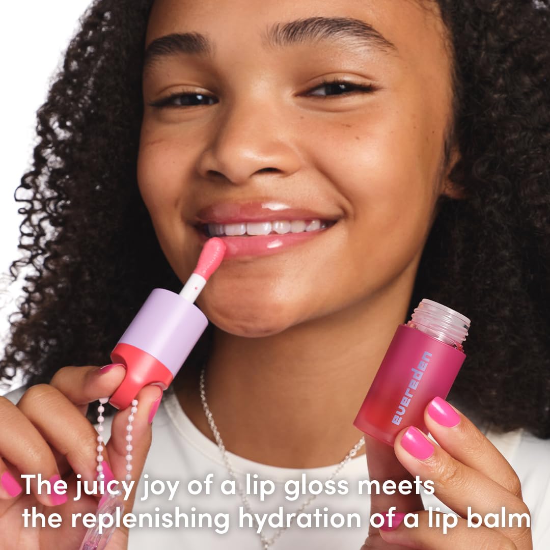 Evereden Kids Tinted Non Toxic Lip Gloss: Sakura - Non Toxic - Vegan Clean Makeup for Kids - Soothing & Hydrating Kid Lip Gloss with Cherry, Peach, & Cranberry Oils - Girls Makeup