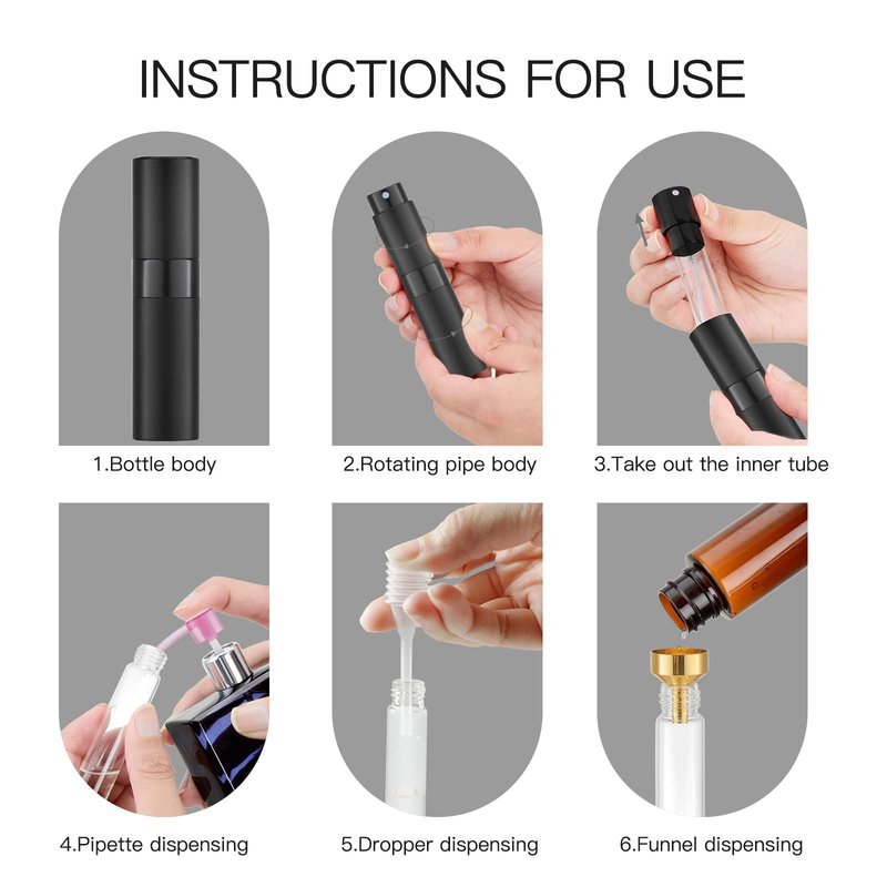 Tekson 9PCS 8ml Travel Perfume Atomizer Refillable, Mini Cologne Spray Bottle Empty, Small Aftershave Sprayer for Liquid Dispenser with 1 Perfume Holder Organizer