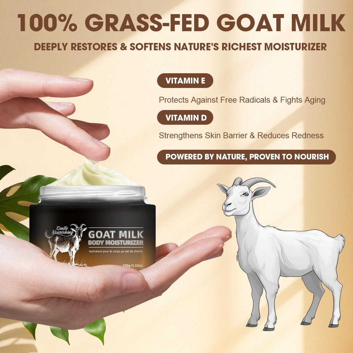 Bmrewax Goat Milk Lotion - Whipped Body Butter Cream with Goat Milk - Deeply Moisturizes, Softens Skin - Natural & Gentle for All Skin Types, 3.53 oz