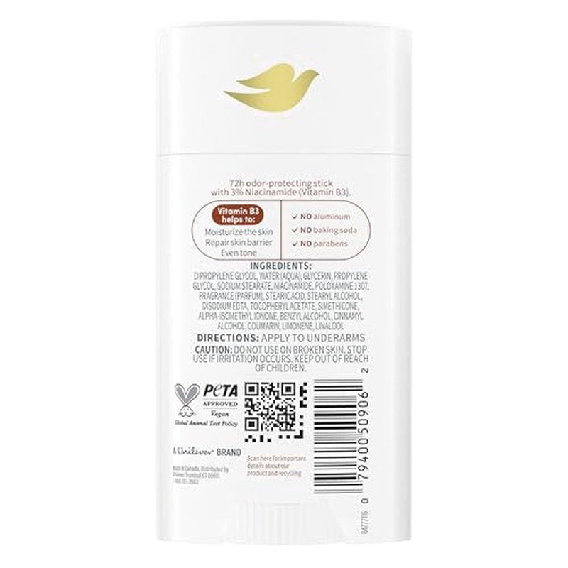 Dove VitaminCare+ Aluminum Free Deodorant Stick for 72H Odor Protection Coconut & Shea Breathable Deodorant for Women 2.6 oz