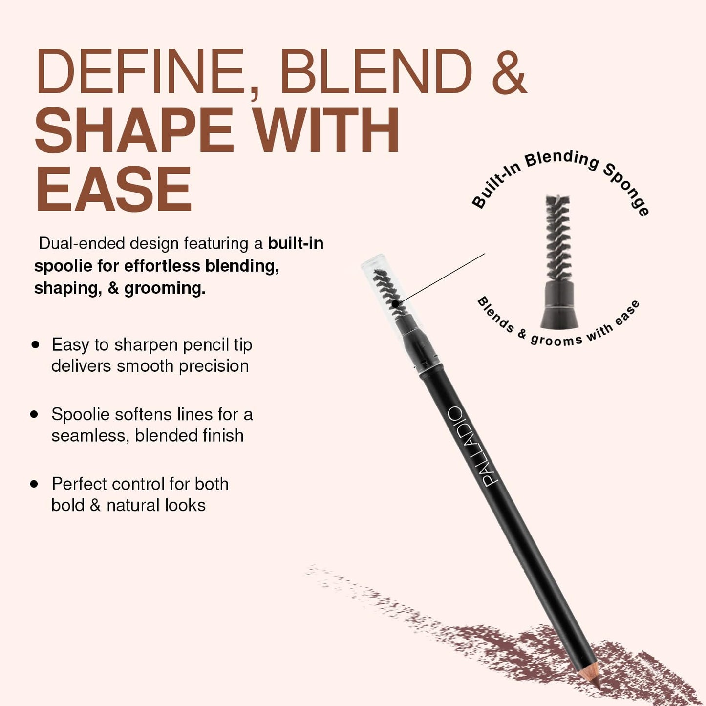 Palladio Brow Pencil & Brush for Eyebrows, Taupe