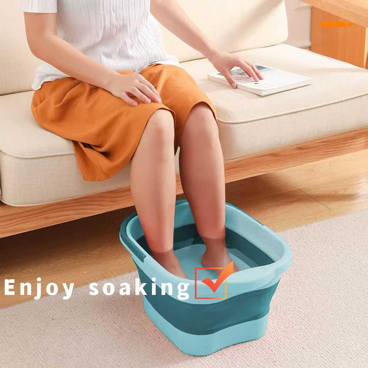Leemeimei Foot Bath 15L(4 GL) Collapsible Foot Soak Tub with Handle, Foot Spa Bath Massager Foot Soaking for Dry Cracked Feet, Plastic Foot Bucket