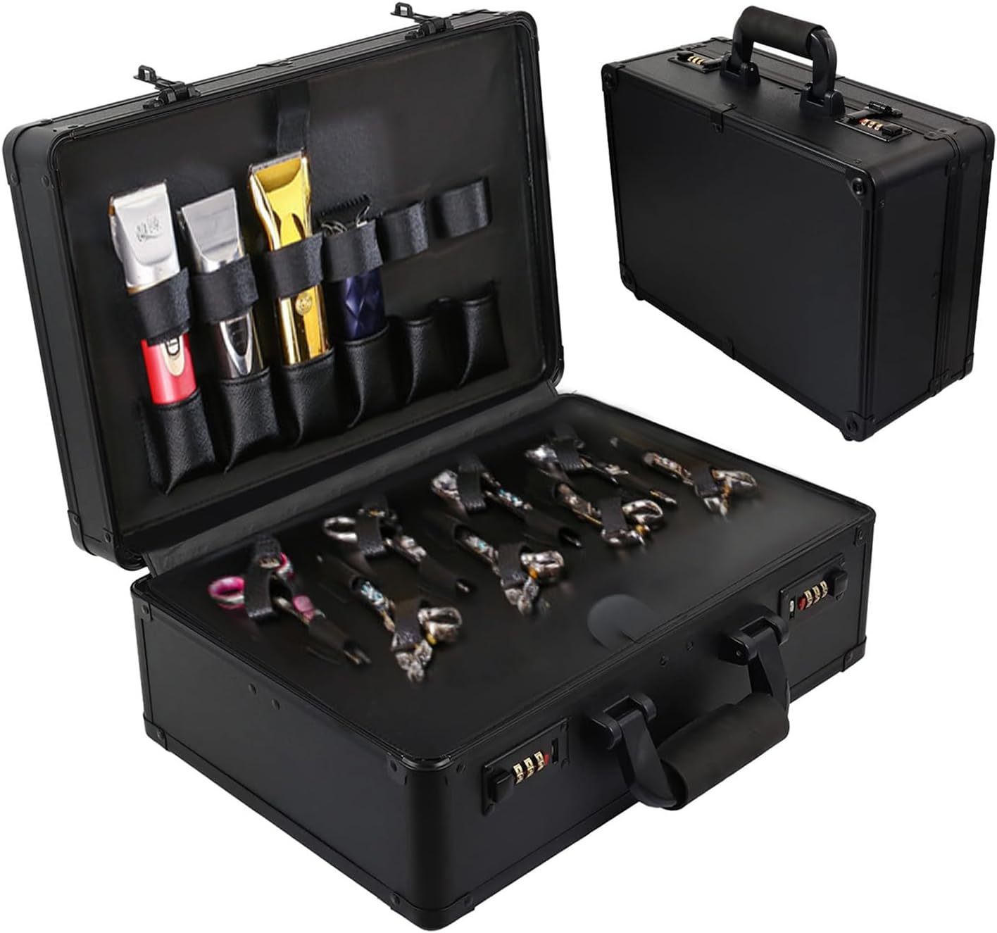 Professional Barber Supplies Case - Portable Travel Carrying Case for Hair Stylists & Pet Groomers | Large Capacity, Multi-Space Design