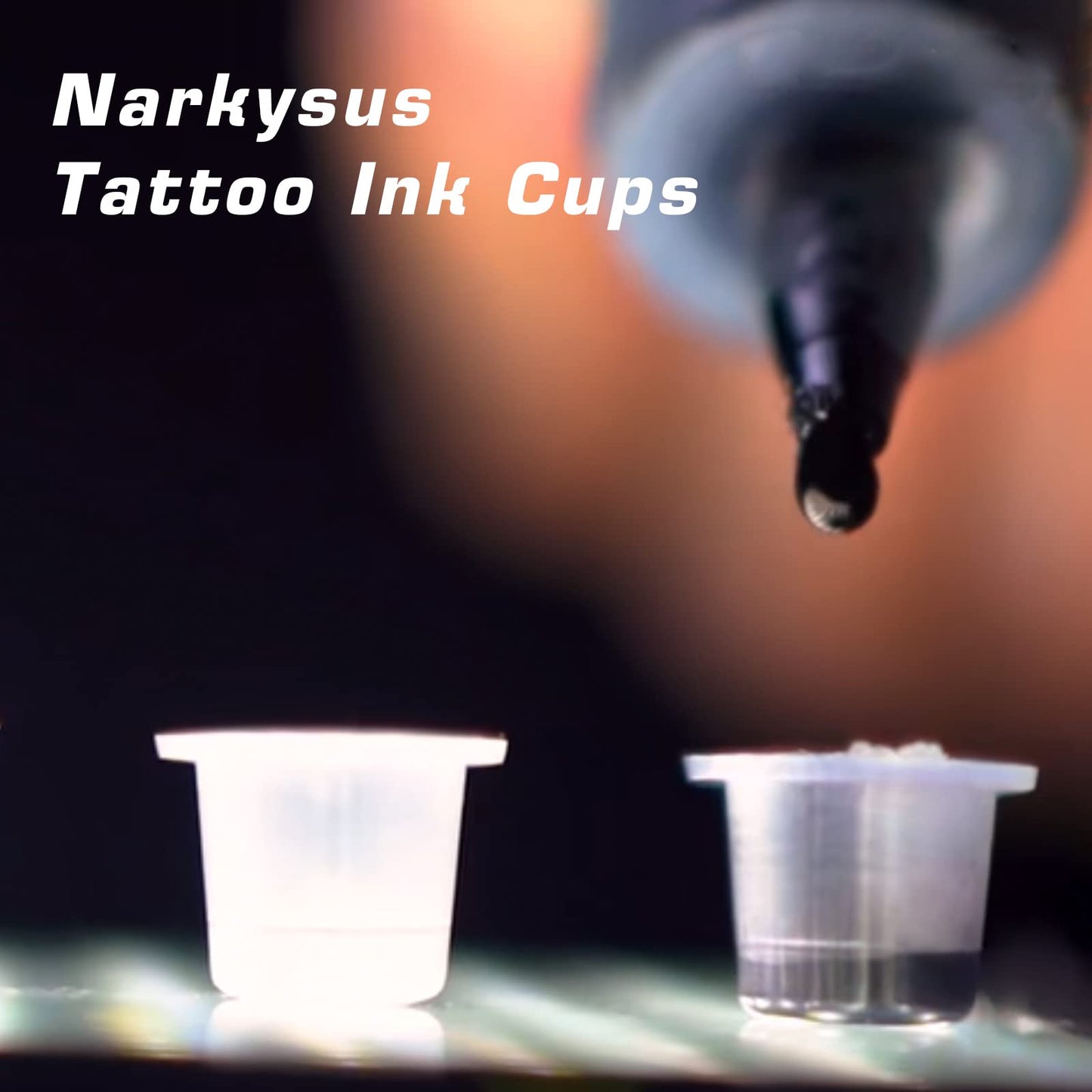 Narkysus Tattoo Ink Cups 1000Pcs Disposable Large Tattoo Ink Caps Plastic Tattoo Pigment Ink Cups Microblading Cups Permanent Makeup Container Cups for Tattoo Ink, Tattoo Needles, Tattoo Supply