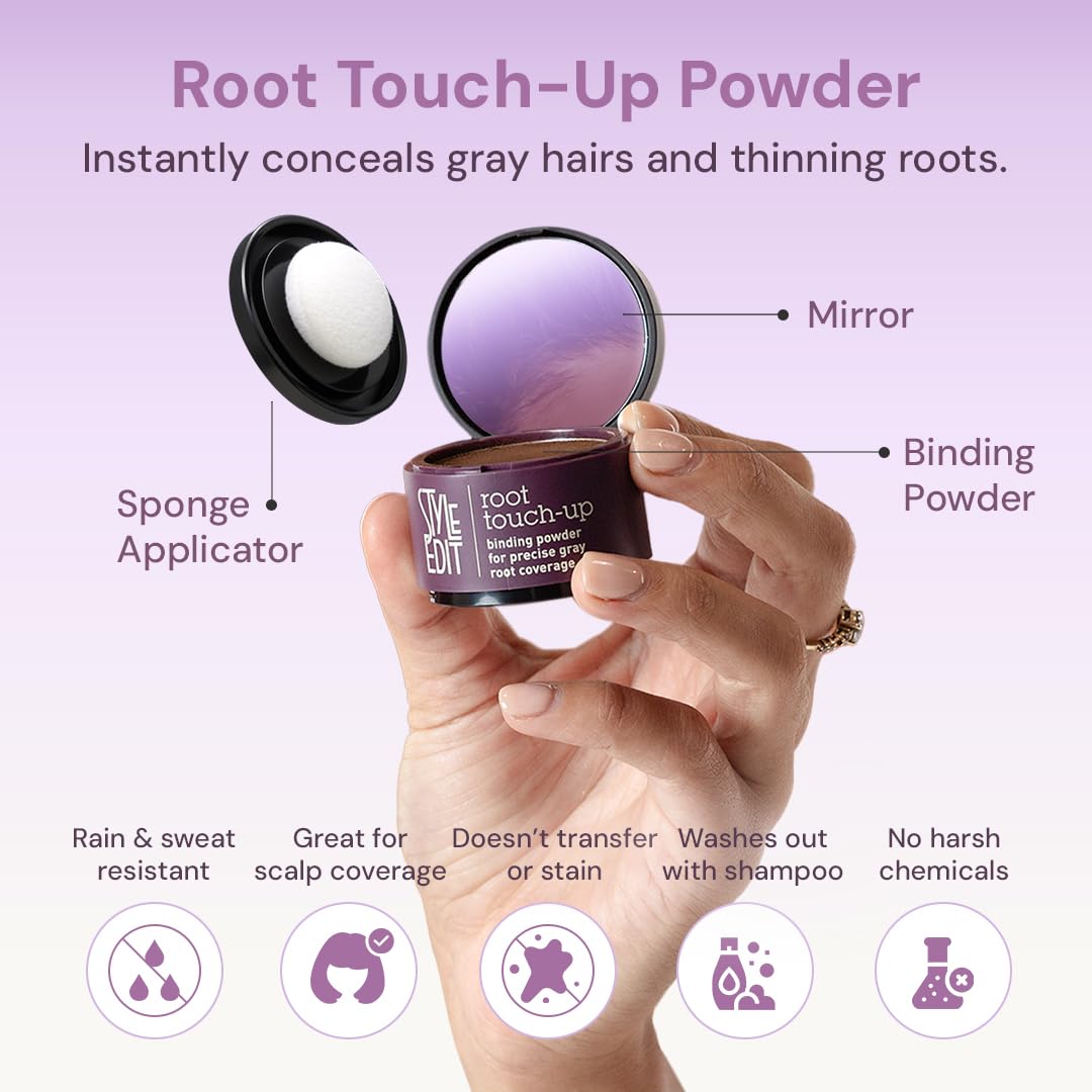Root Touch Up Powder - Temporary Dark Brown Hair Color for Gray Roots & Thinning Hair | Salon-Quality Concealer, 0.13 oz