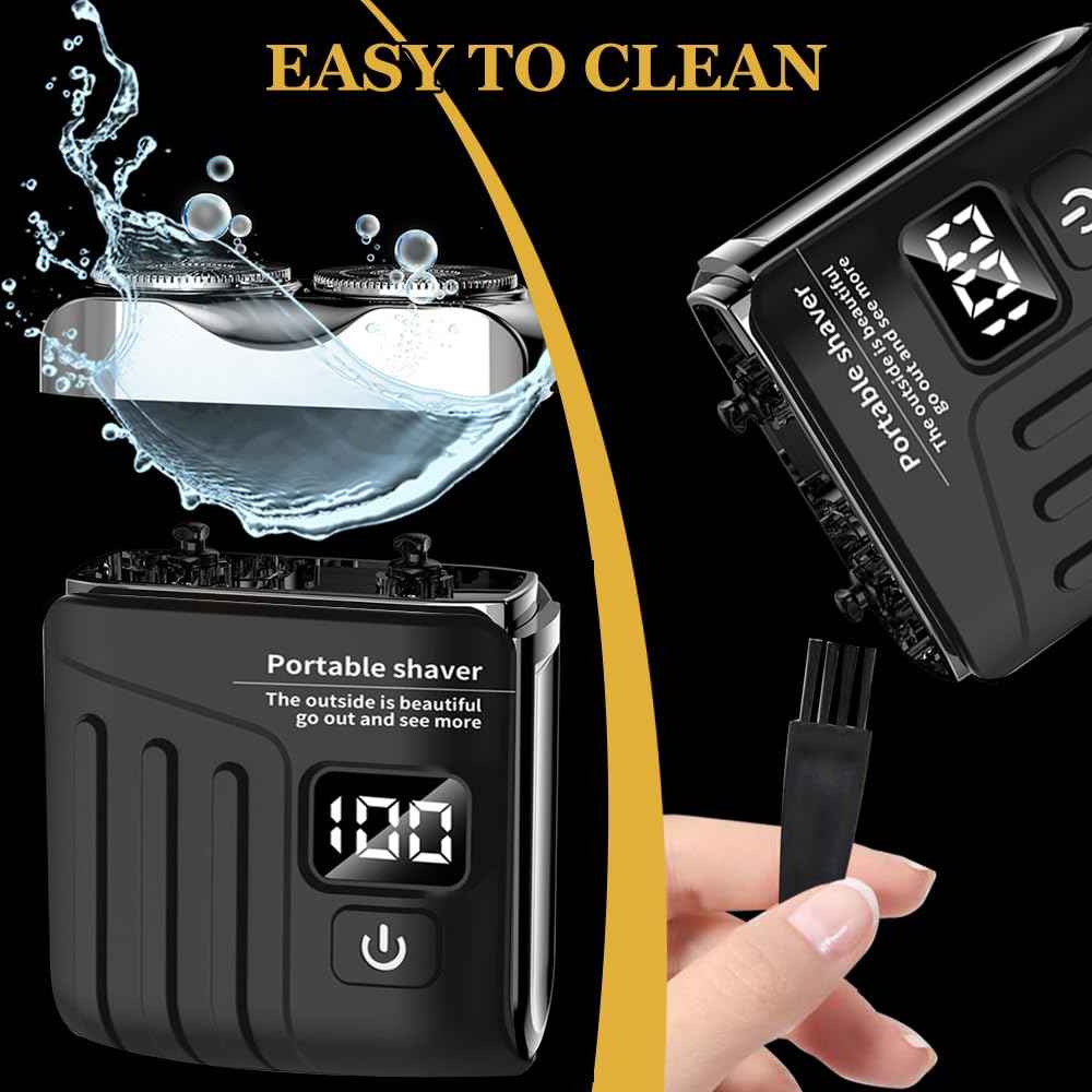 KUIRUNRX® Beard Shaver Mini, Mini Portable Electric Shaver, Cordless Travel Shavers, Removable Blades for Wet and Dry use, Suitable for Travelling at Home (Black)