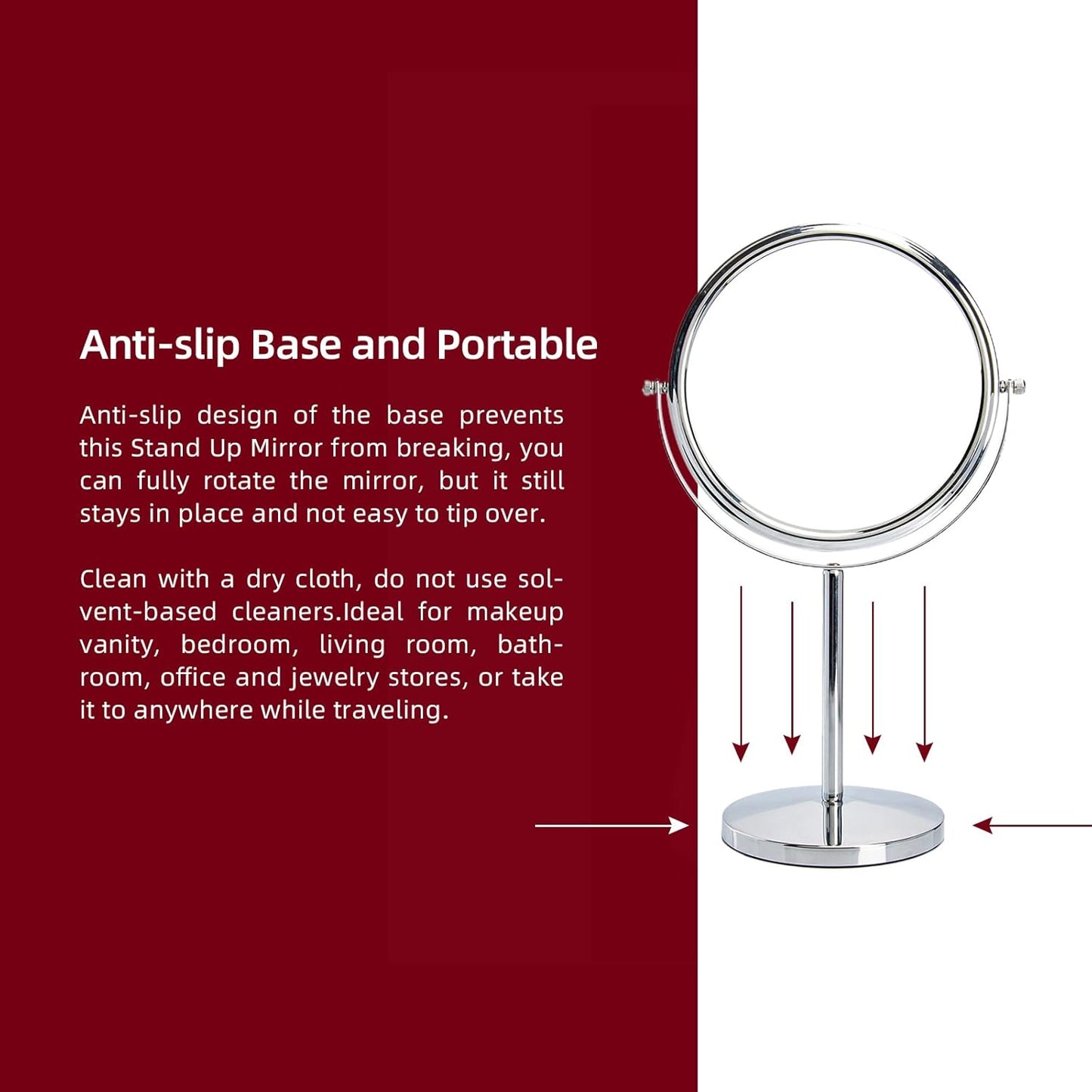 Classic Round Desktop Makeup Mirror - 15" Tall Double-Sided 360° Swivel Vanity Mirror | 1X/10X Magnification for Bathroom & Bedroom