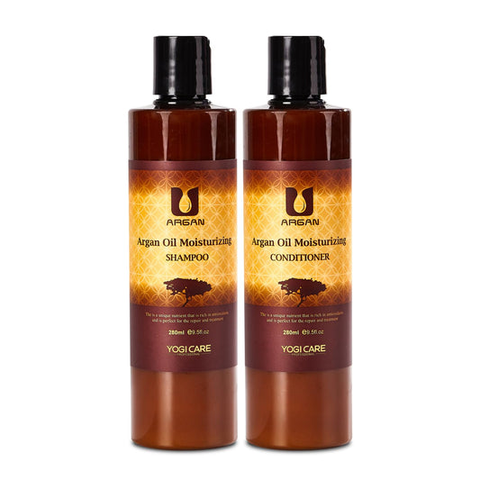 YOGI CARE Argan Oil Shampoo and Conditioner Set - Moisturizing Sulfate Free Moroccan Care- For Curly, Straight, Dry and Damaged Hair