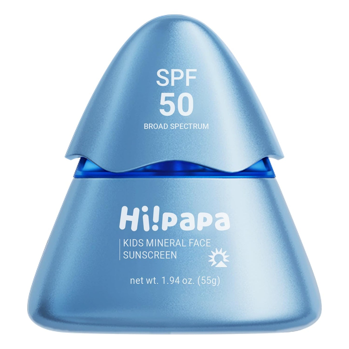 Hi!papa Kids Mineral Sunscreen SPF50, Face & Sensitive Skin, Non-Nano Zinc Oxide Baby Sunblock with Centella, No White Cast, Water Resistant, Fragrance Free, Reef Safe, 1.94oz
