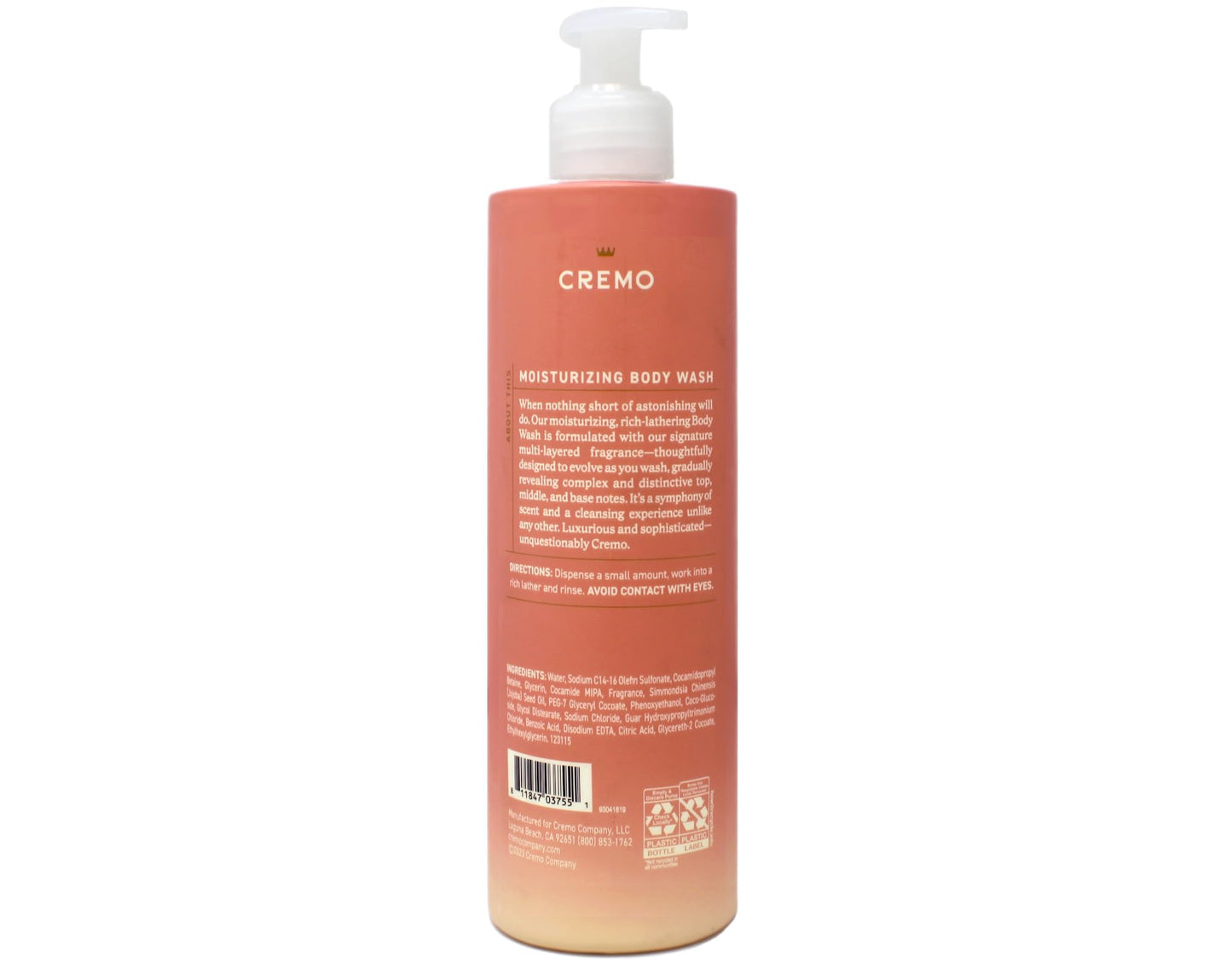 Cremo Womens Body Wash Set, White Jasmine Amber, Pear Blossom, Wild Iris Musk, 16 fl oz Each