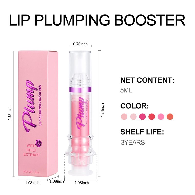 Erinde Lip Plumper Gloss, Natural Spicy Lip Plumping Booster Oil, Ultra-Hydrating & Nourishing Plump Lip Plumper, Glossy Finish Fuller Lip Plumping Gloss for Women Girls, 02#