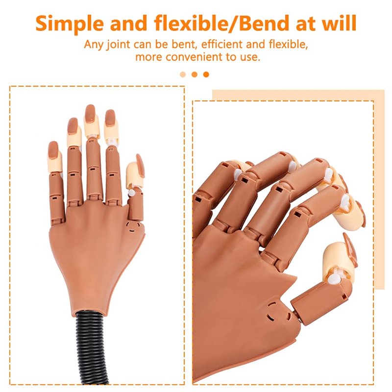 Nail Practice Hand for Acrylic Nails-Flexible Nail Training Hand Kits, Fake Mannequin Hands with False Nail Tips, Nail Files and Clipper for Nail Art Beginner
