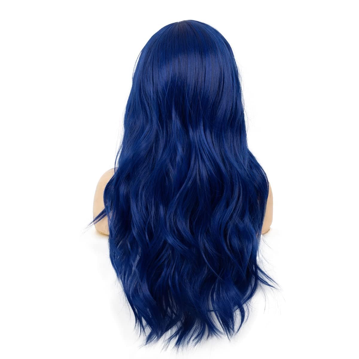Baruisi Blue Wigs for Women Long Curly Wavy Synthetic Hair Wig Natural Middle Parting Heat Resistant Costume Cosplay Use