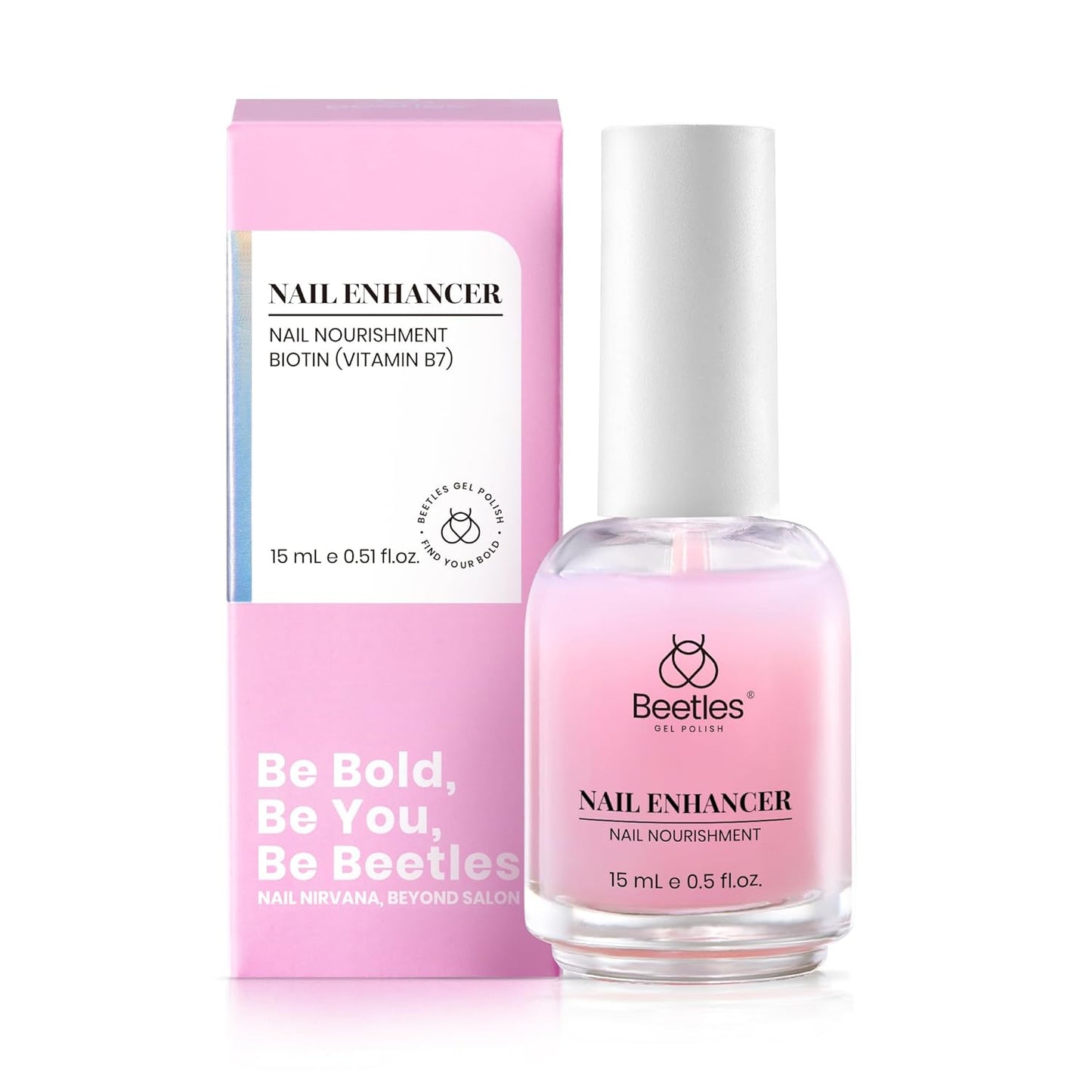Beetles Nail Strengthener - Air Dry Pink Neutral Nail Polish for Thin Nails | Growth Treatment