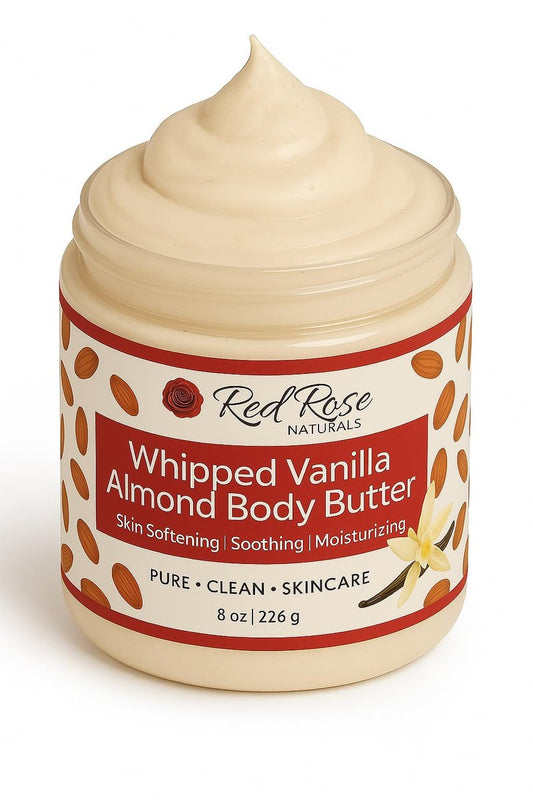 Red Rose Naturals Whipped Strawberry Body Butter for Sensitive, Dry Skin, 8 Oz, Non-Greasy, Soft & Creamy, Moisturizing Shea Butter- Natural Skincare for All Skin – Vegan