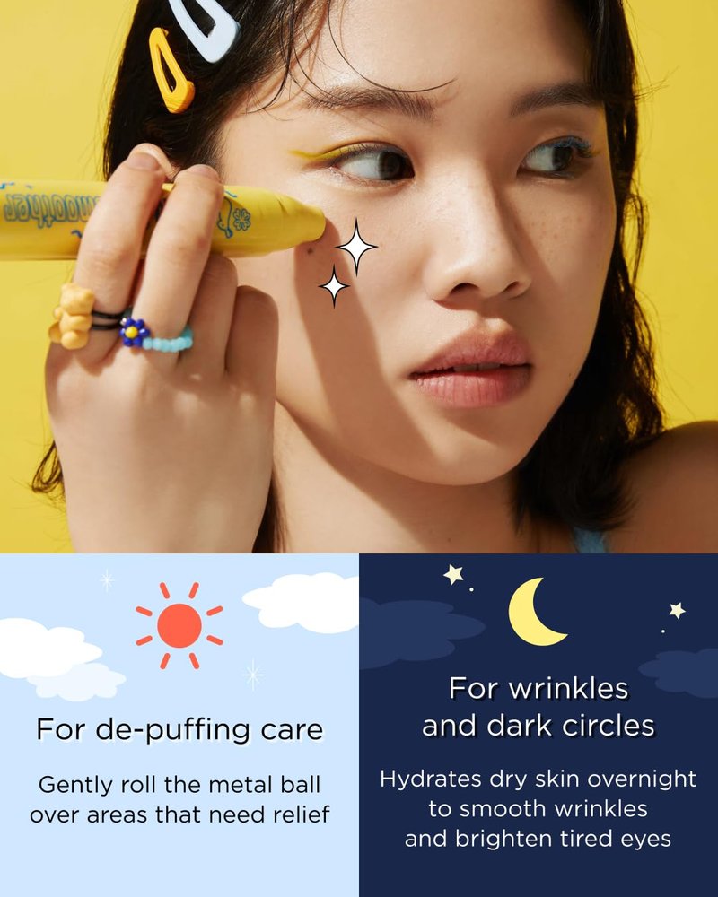 CHASIN' RABBITS Bunny Line Smoother Eye Cream Roller, 0.5 Fl Oz, Eye Serum with Surgical Steel Cooling Stick, Under Eye, Vegan, Korean Skincare