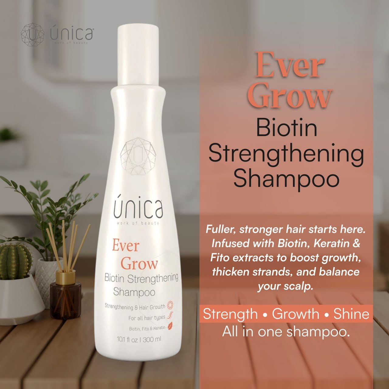 Biotin Strengthening Shampoo - Fortifying Formula with Keratin & Botanical Extracts | Sulfate-Free, 10.1 fl oz