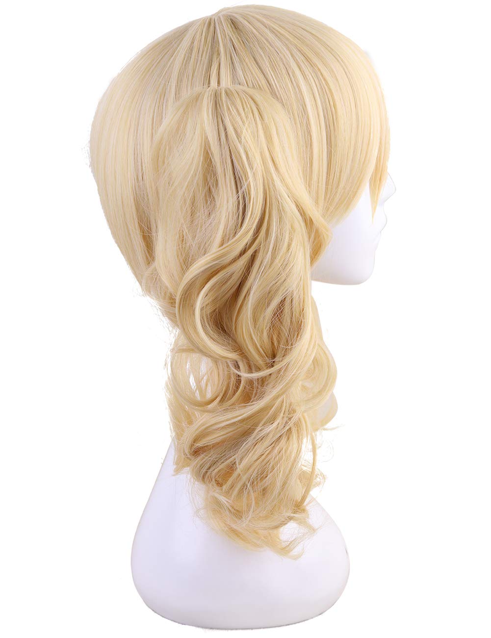 morvally Short Straight Blonde Bob Wig with Two Jaw Claws Ponytail Hair for Cosplay Costume Halloween Wigs