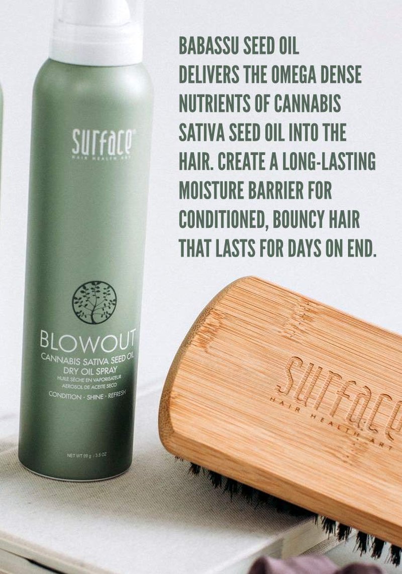 Surface Hair - Blowout Dry Oil Spray – Organic Ingredients for Women and Men, Heat-Resistant with Babassu Oil for Lightweight Conditioning for Longer Lasting Blowouts - 3.5 fl oz