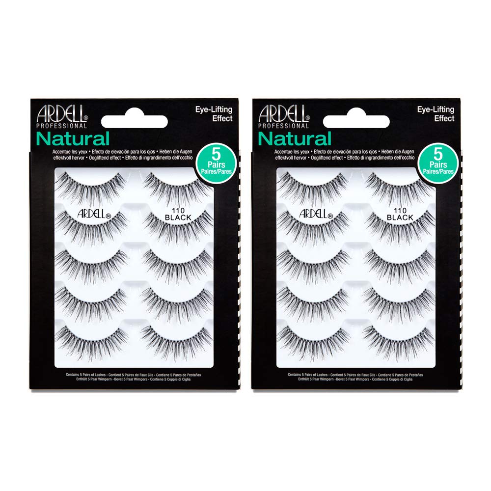 Ardell False Eyelashes 110 Black - Natural Look Strip Lashes for Eye-Lifting Effect | 5 Pairs, 2 Pack