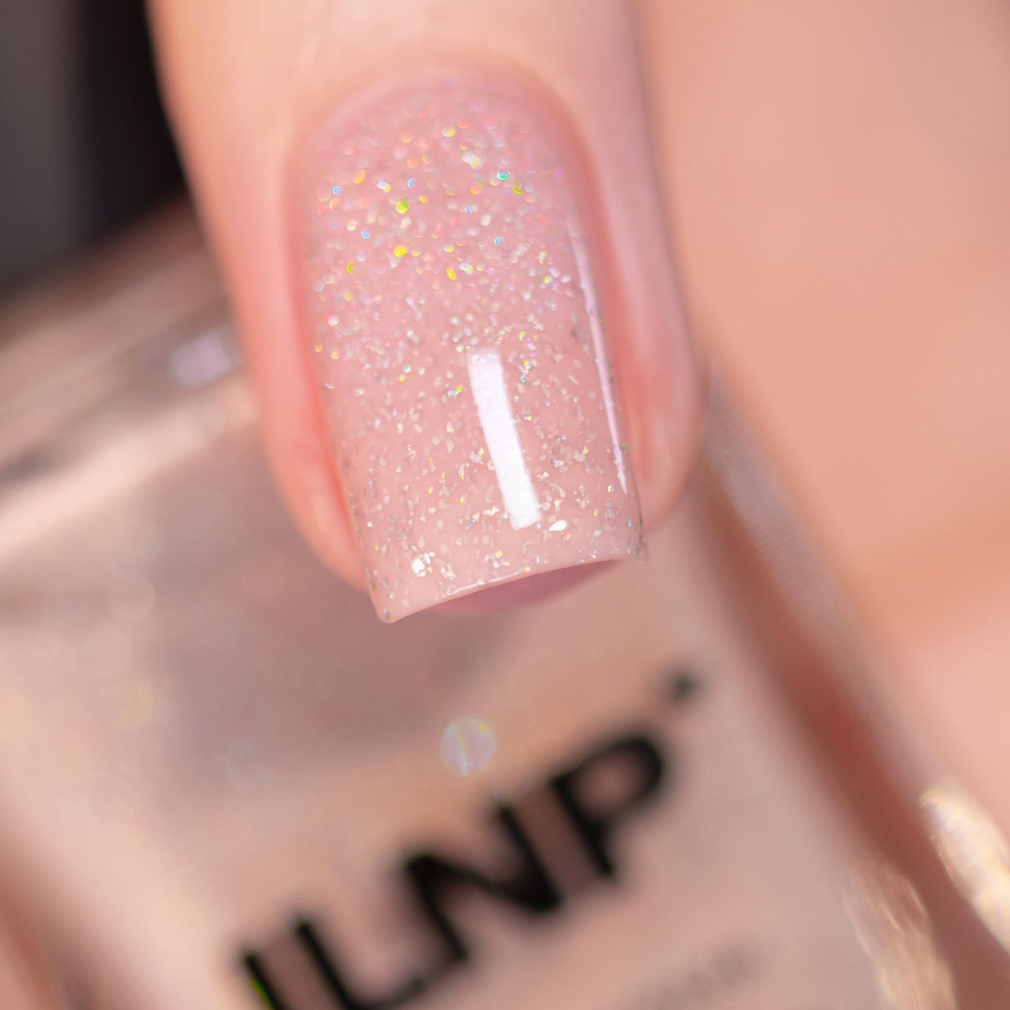 ILNP Birthday Suit - Cashmere Pink Holographic Nail Polish, Sparkly Neutral Nude, Chip Resistant Manicure, Non-Toxic, Vegan, Cruelty Free, Non-Gel