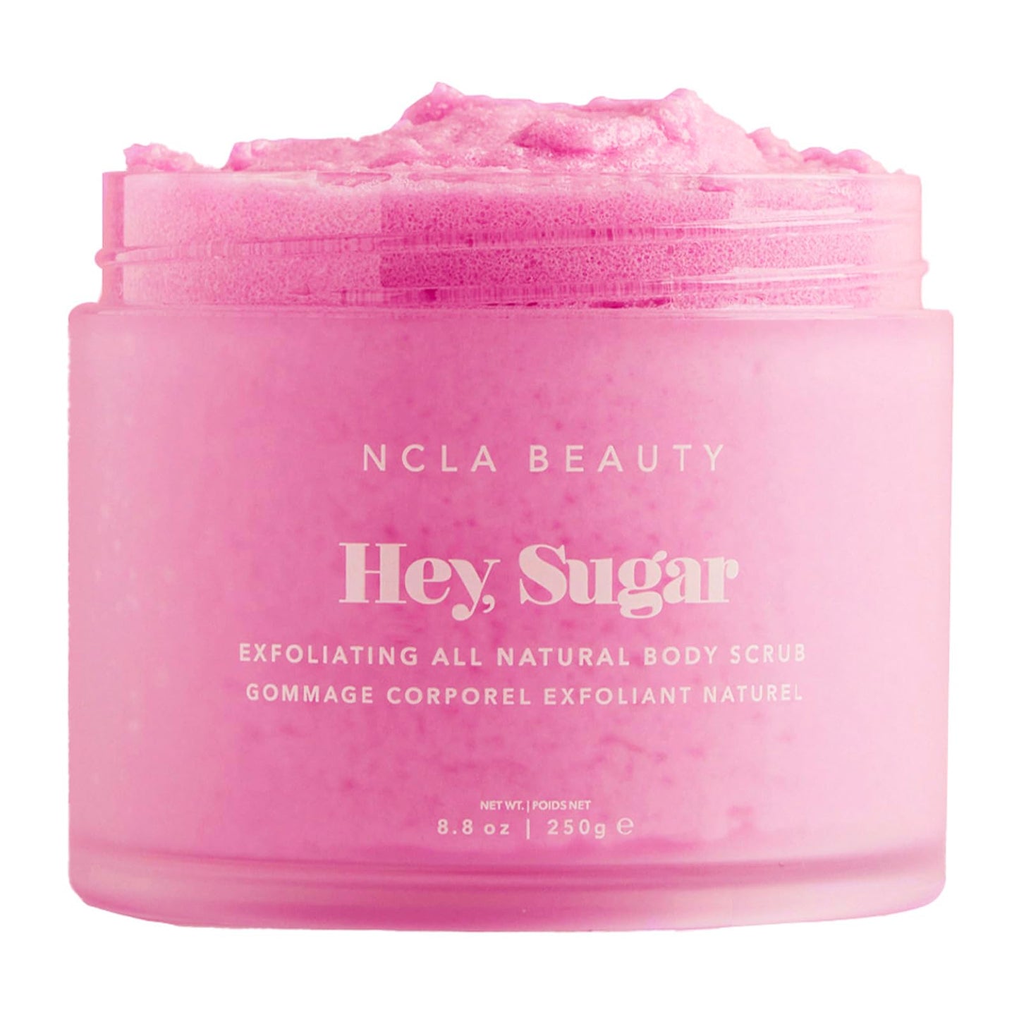 NCLA Beauty Hey Sugar All Natural Body Scrub - Moisturizing, Exfoliating Sugar Scrub - Shea, Cocoa, and Mango Butters - Pink Champagne - 8.8 oz