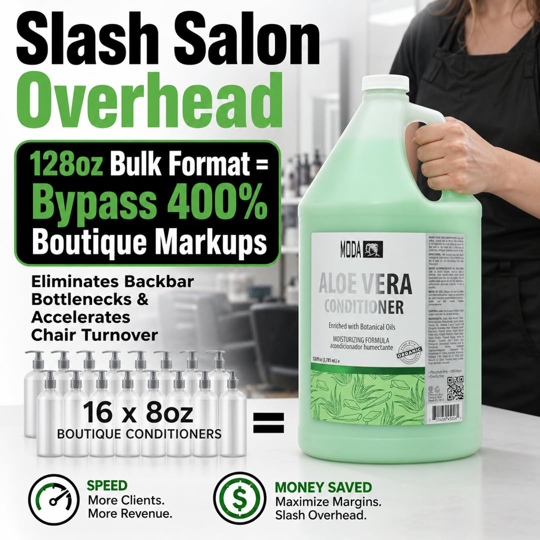 MODA Bulk Hair Conditioner & Pre-Color Primer – Silicone-Free Formula for Predictable Chemical Processing | Cruelty-Free, Made in USA | Professional Salon Use | 128 oz / 1 Gallon