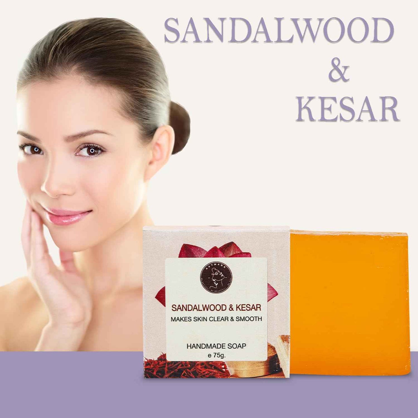 AATMANA Sandalwood Saffron Handmade Natural Bar Soap for Men & Women, Moisturizing Body & Face Soap, 7.9 Oz Soap Bars (3 Soap Set)