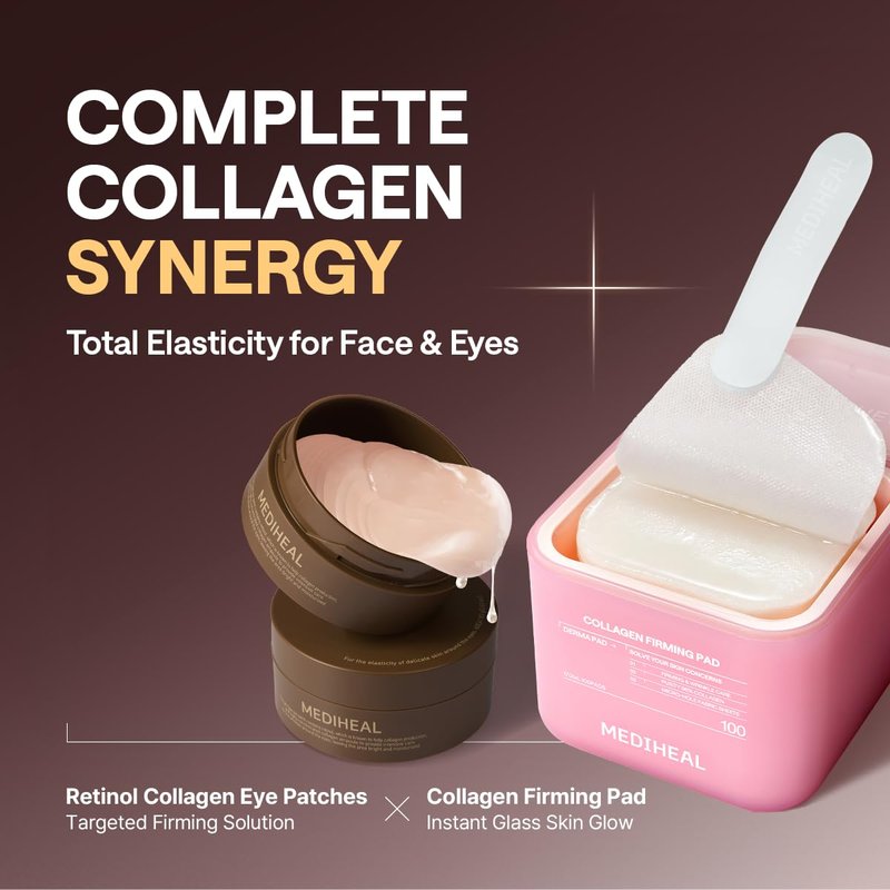Mediheal Retinol Collagen Under Eye Patches - Korean Hydrogel Eye Pads (60 patches) with 95% Retinol & Collagen - Improves Puffy Eyes & Dark Circles - Non Irritating, Encapsulated Retinol