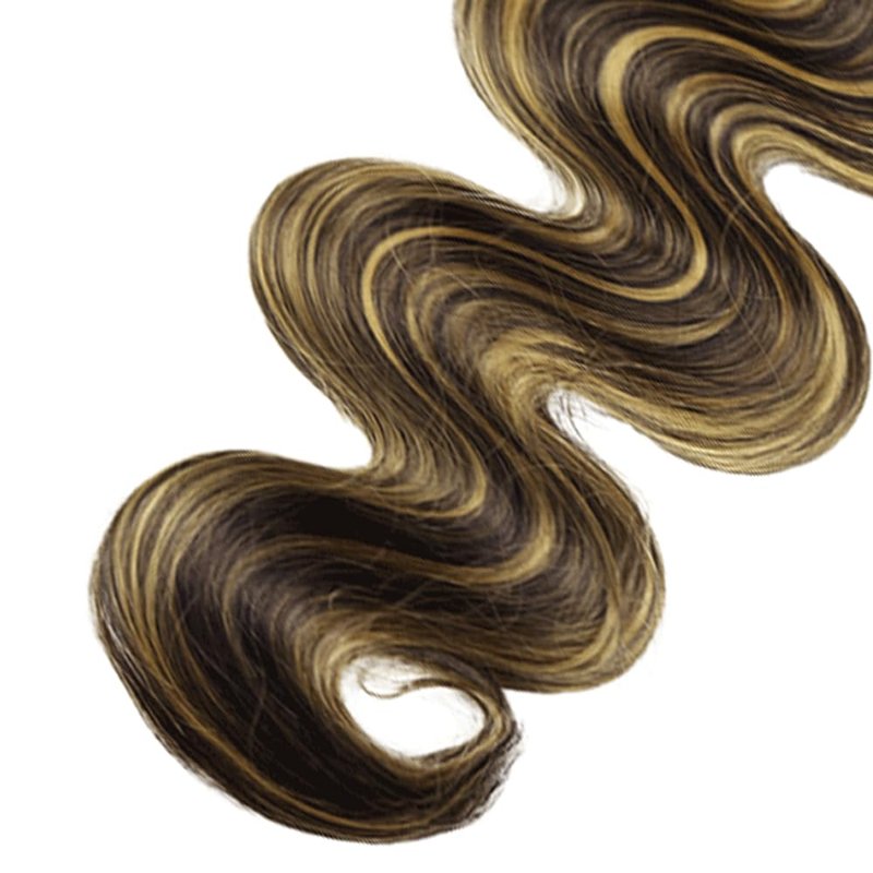 Human Hair Blonde Body Wave Bundles - 24 Inch Brazilian Virgin Soft Silky Remy Extensions | 2 Tone Black & Honey Blonde