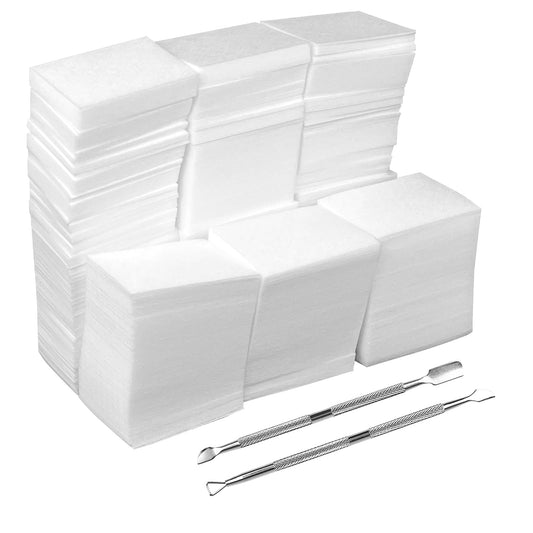 Eyxformula 1000 Pcs Lint Free Nail Wipes Gel Polish Remover Pads - Absorbent Cotton Pads For Manicure Prep & Care Routine - Includes 2 Cuticle Pushers - Nail Supplies for Home & Salon Techs Use